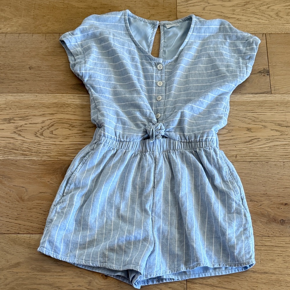 Abercrombie Kids Light Blue Striped Romper